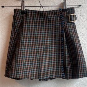 Zara Wrap Plaid Skirt with Buckle